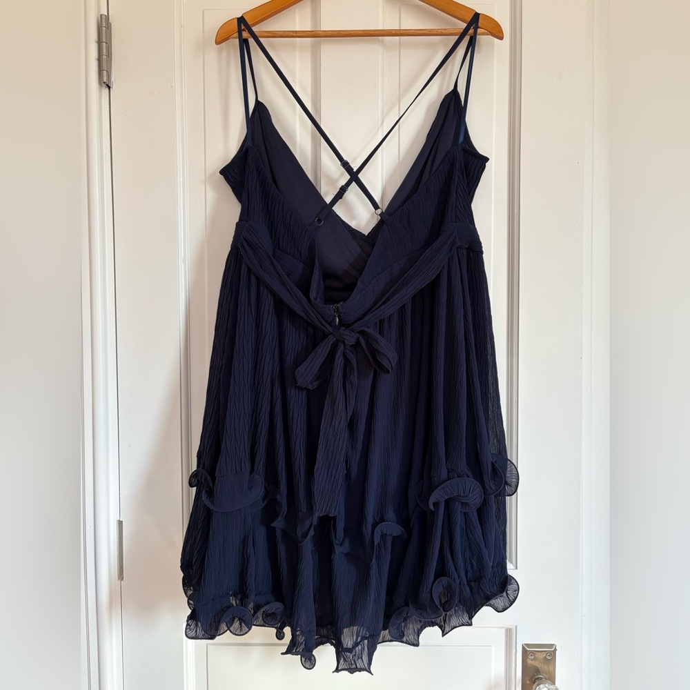 NWT Fashion Nova Cece Navy Fit and Flair Skater Mini Dress Coquette Ruffle 3X - Picture 2 of 13